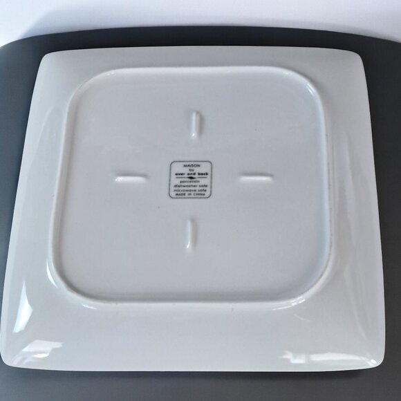 Set of Two  Over and Back “Maison " WHITE PORCELAIN 10.5” SQUARE DINNER PLATES - Picture 8 of 8